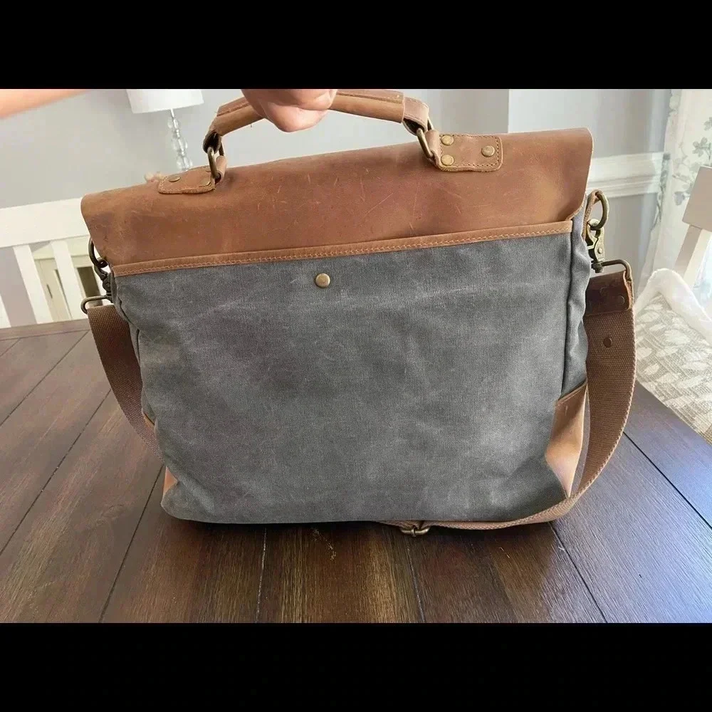 Woven canvas messenger bag